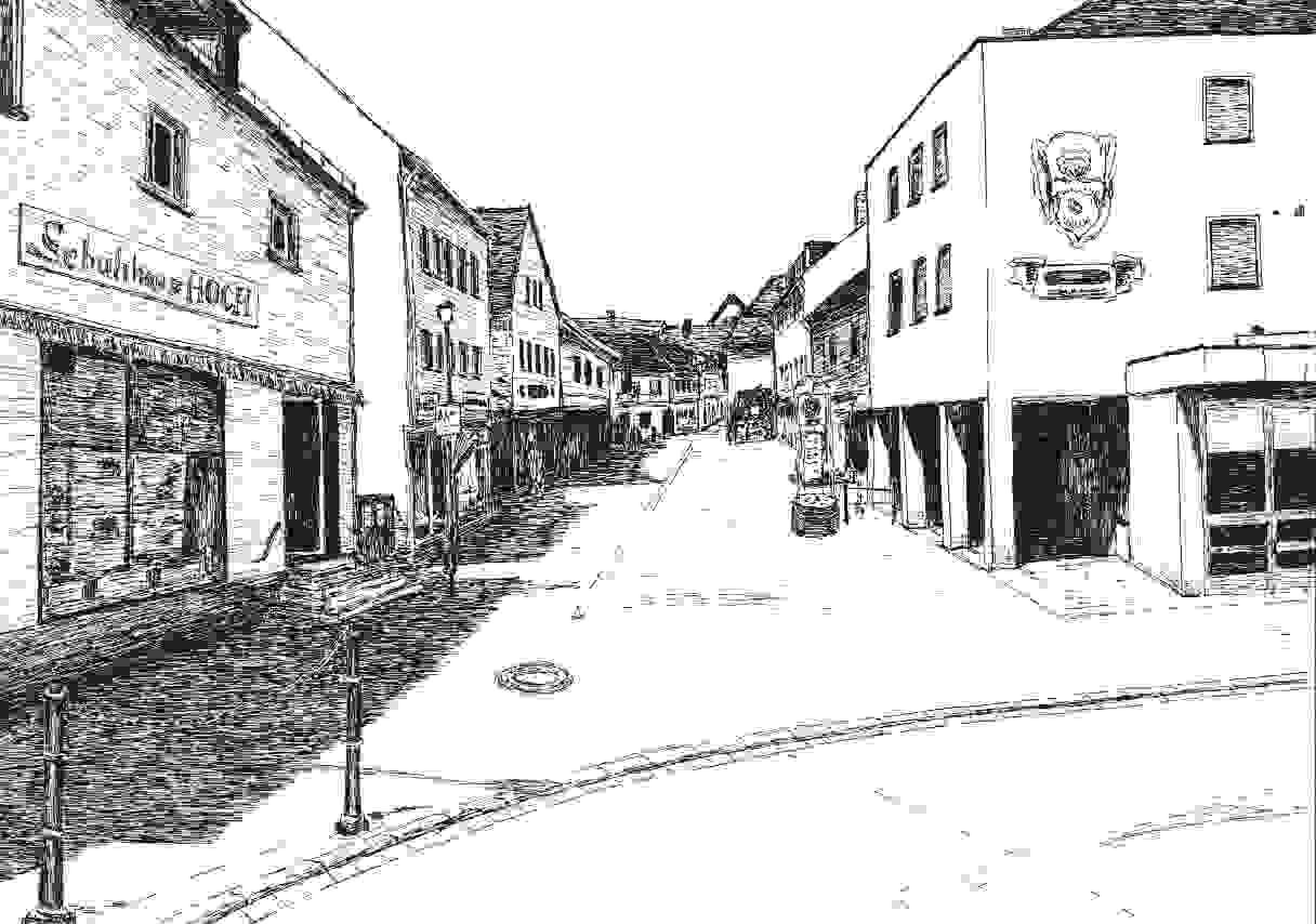 Beginn der Fussg�ngerzone am ehem. Bachtor