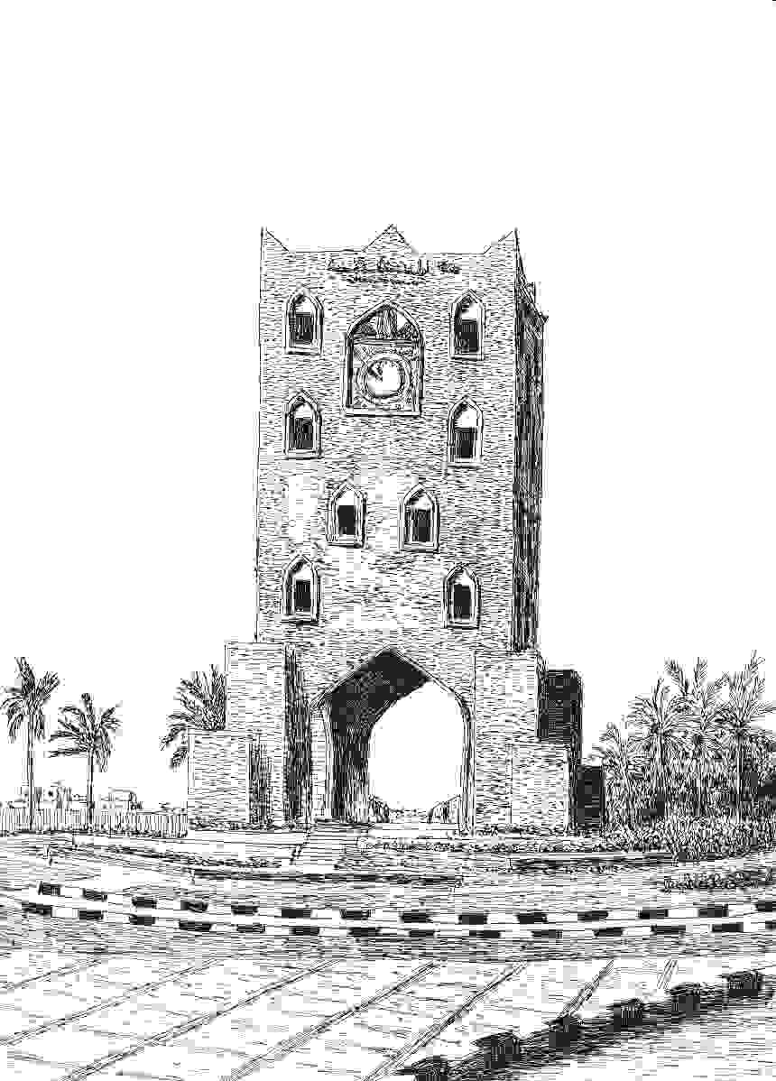 Uhrenturm am Burj-An-Nahdah-Kreisverkehr in Salalah