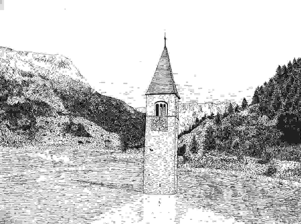 Der Kirchturm von Graun